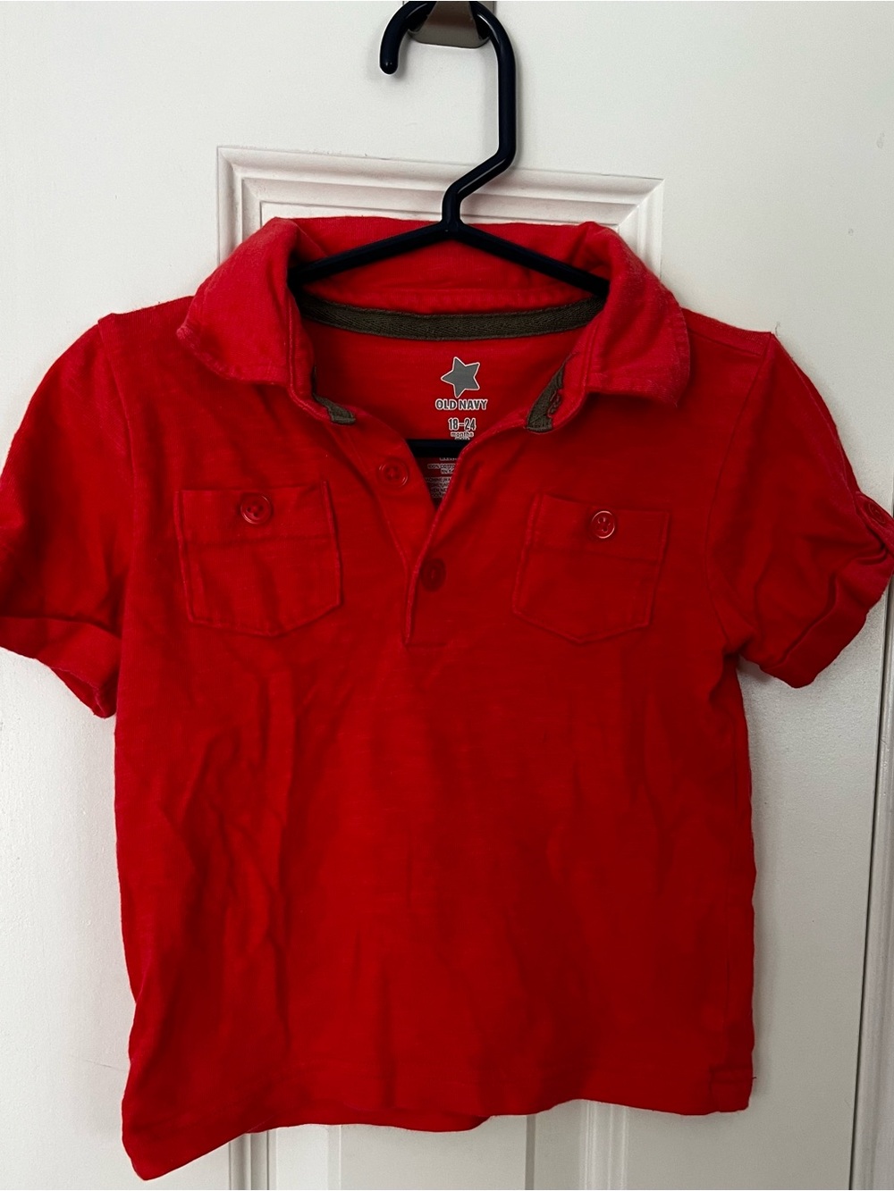 Old Navy‎ Toddler Boys Red Short Sleeve Polo Shirt 18-24 Months Pocket Tee